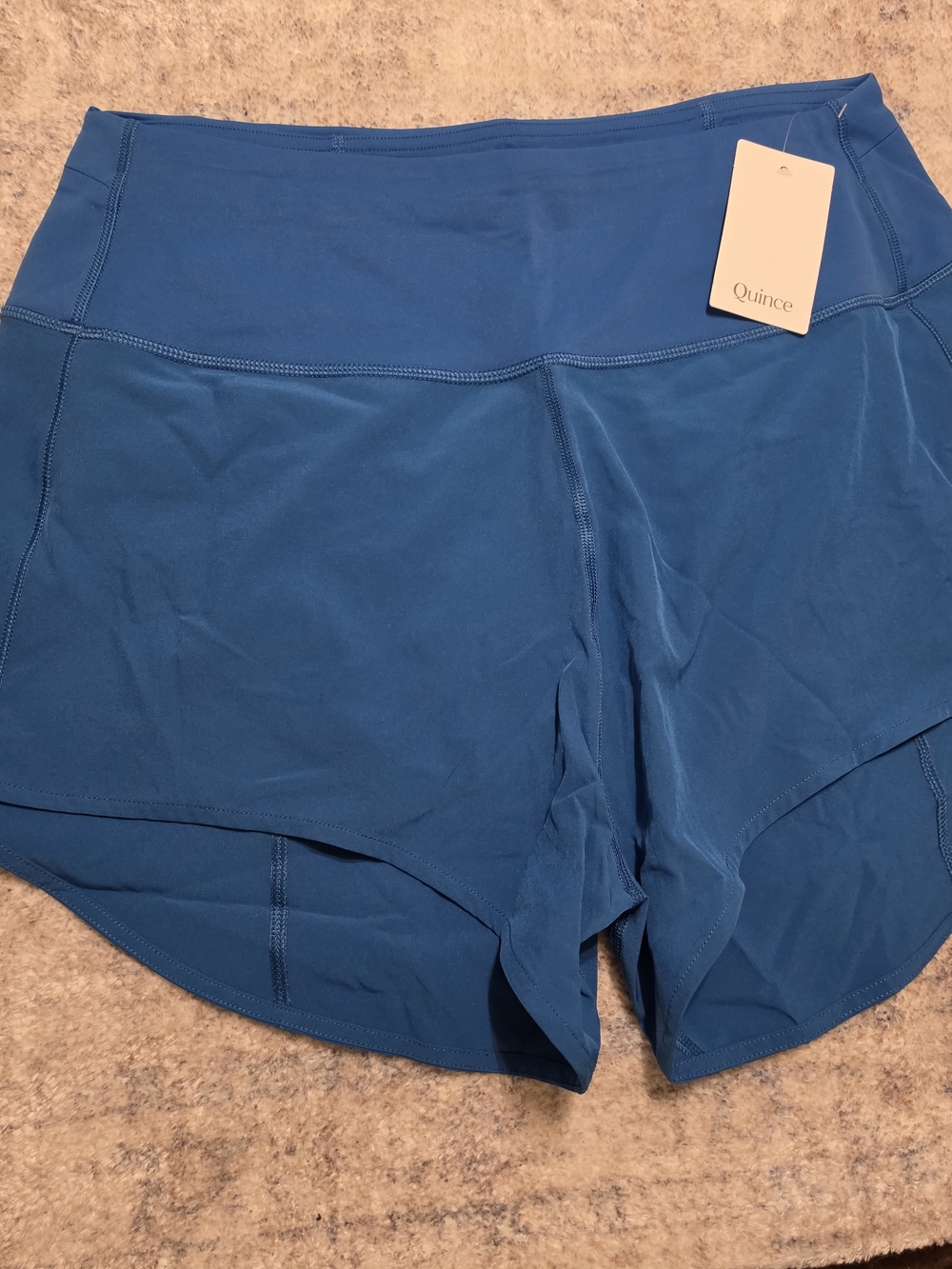 Quince High-Waist Athletic Shorts - Teal Blue